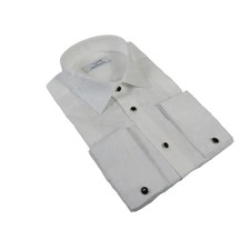 Men CEREMONIA Formal Tux Cotton Shirt Slim Fit Turkey JKK 13 White Paisley