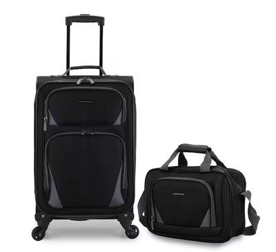 U.S. Traveler Forza 2PC Fabric Lightweight Carry-on & Tote Spinner Luggage Set