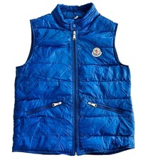 Moncler Gui Kids Boys Puffer Vest Royal Blue Size 10 Shine Classic Fit 445