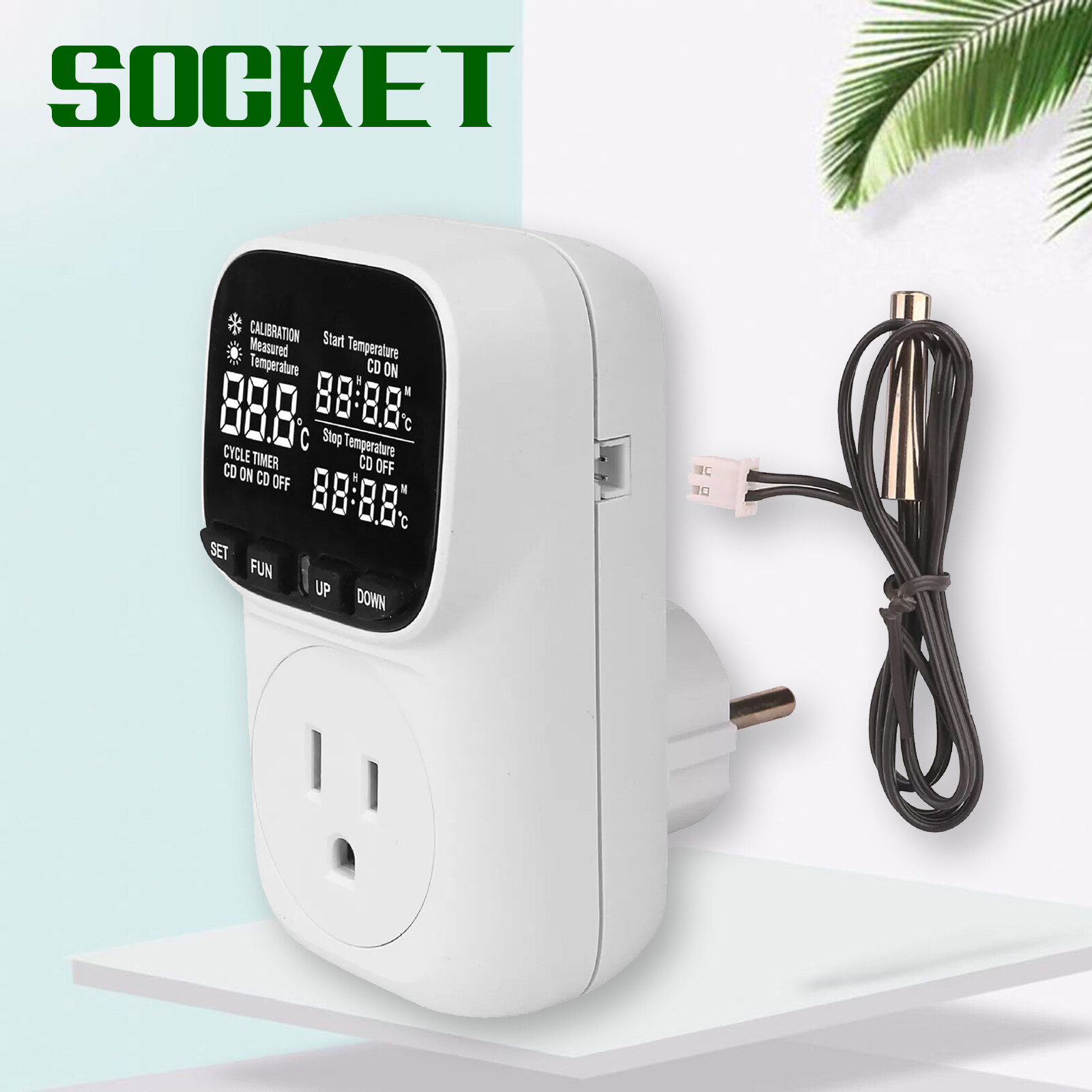 Digital Thermostat Outlet Plug Temperature Controller Outlet Socket 110V LCDsMD7