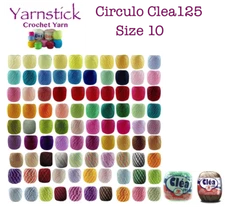 Circulo CLEA125 Crochet Soft Cotton Yarn Thread Variegated Solid Size 10 125m
