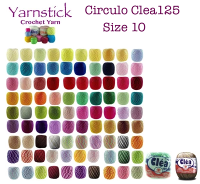 Circulo CLEA125 Crochet Soft Cotton Yarn Thread Variegated Solid Size 10 125m