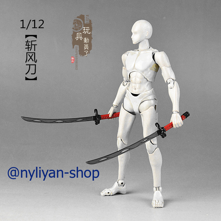 1/12 Male Japanese Warrior Katana Sword Weapon Model Fit 6