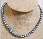 18"10-11mm natural south sea Tahitian genuine gray blue peacock pearl necklace