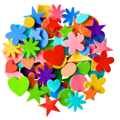 NEW 180 Self Adhesive Craft Foam Shapes Childrens Colours Shapes Stickers Kids