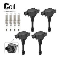 22448-ED000 4pcs Ignition Coil & 4pcs Spark Plug For 2009-2019 Nissan Versa 1.6L