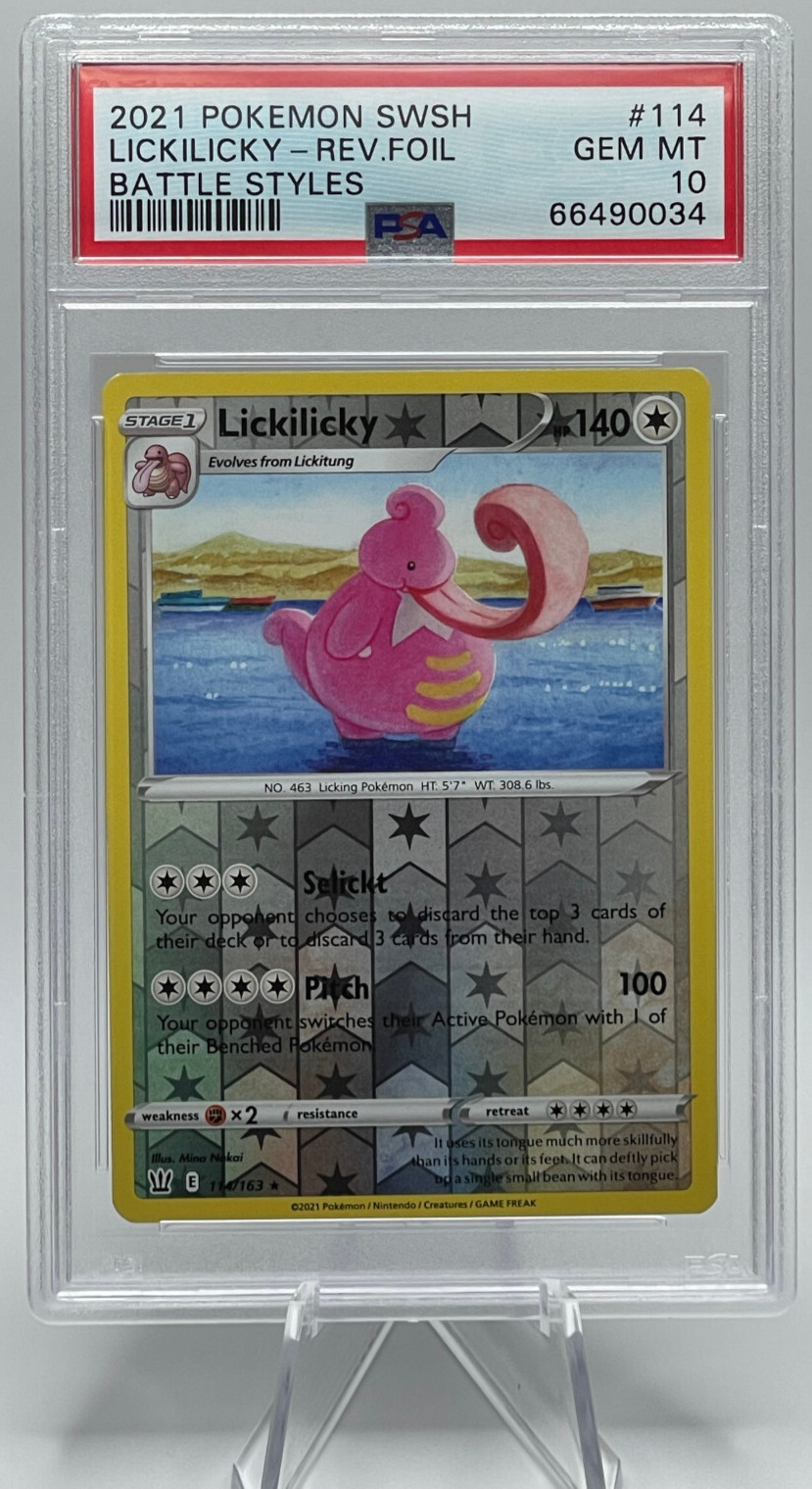 2021 POKEMON SWORD & SHIELD BATTLE STYLES #114 LICKILICKY-REVERSE FOIL PSA 10