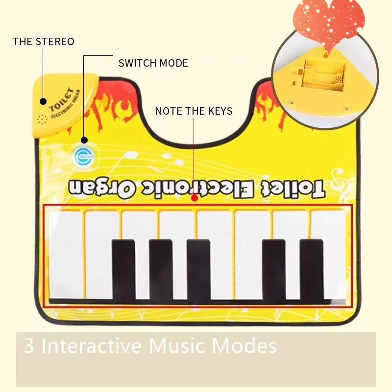 Alfombra de piano órgano electrónico para inodoro impermeable baño divertido juguete ideal regalo Foto 4 de 4