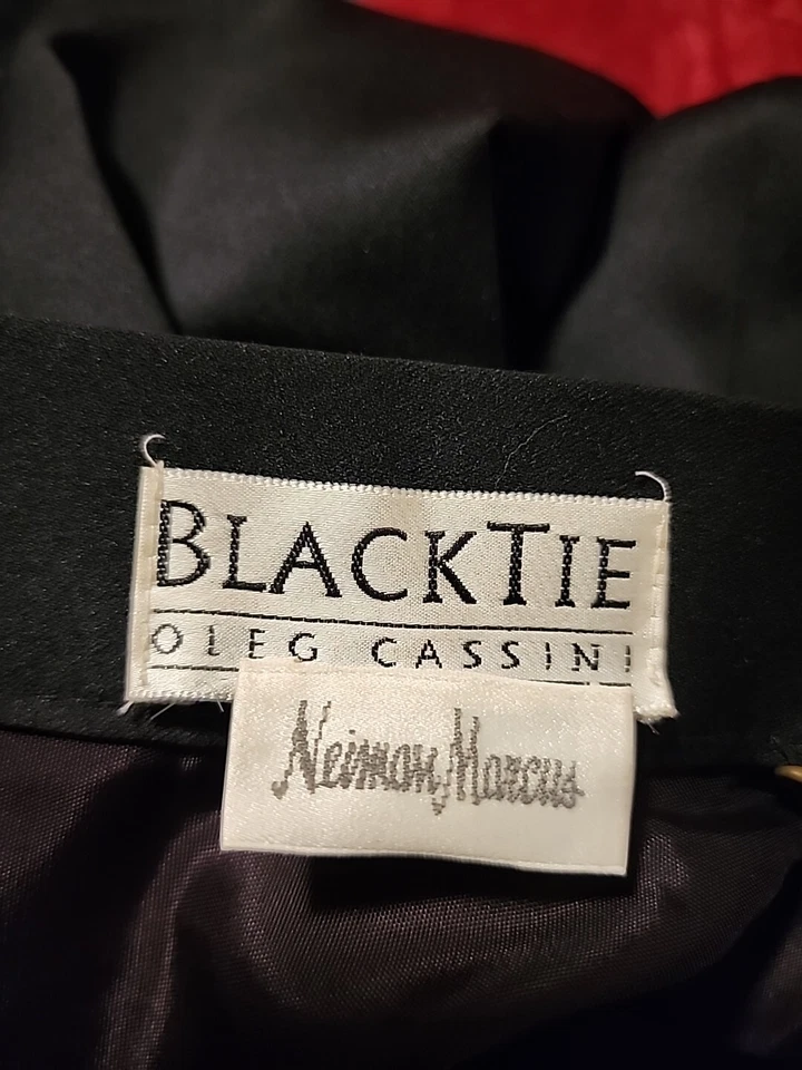 Falda de corbata negra vintage Oleg Cassini Neiman Marcus para mujer 4 negra larga elegante  Foto 3 de 4