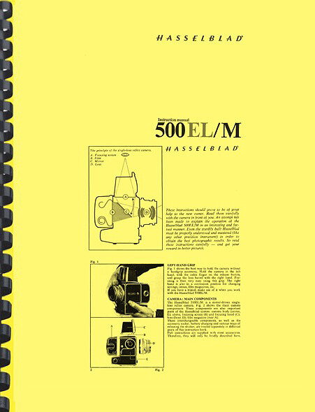 Hasselblad 500 EL/M Camera OWNER'S INSTRUCTION MANUAL