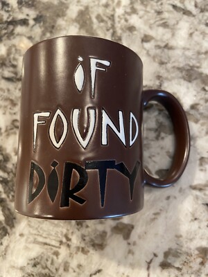 Nice Vintage If Found Dirty WASH World Market Brown Embossed Coffee Mug MINTY