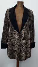 Sandro Paris Jacket Size M Brown Leopard Print Lightweight Black Lapel And Cuffs