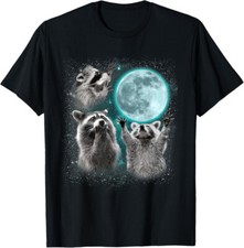 Raccoon Shirt 3 Racoons Howling At Moon Funny Cute Unisex T-Shirt