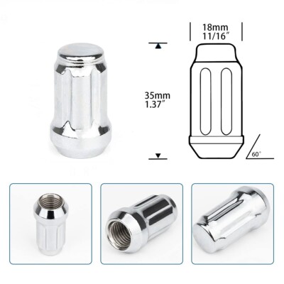 20-Piece 7/16-20 Chrome Bulge Acorn Lug Nuts - For Chevy Caprice, Impala, El Camino (Conical Seat) 7 thumbnail image
