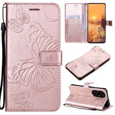 For Huawei P50 Mate 60 Pro Enjoy 50 Butterfly Leather Wallet Stand Card Case