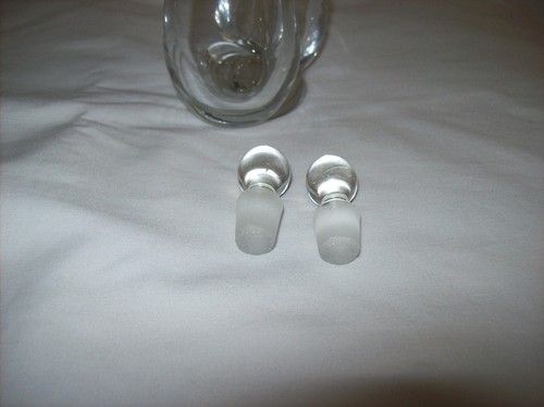 Vintage mundgeblasenes Glas Doppelhals Öl & Essig Kruzifix Glas Stopfen - Bild 6 von 9