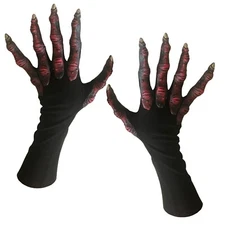 Long Fingered Red Devil Monster Adult Costume Hands Gloves