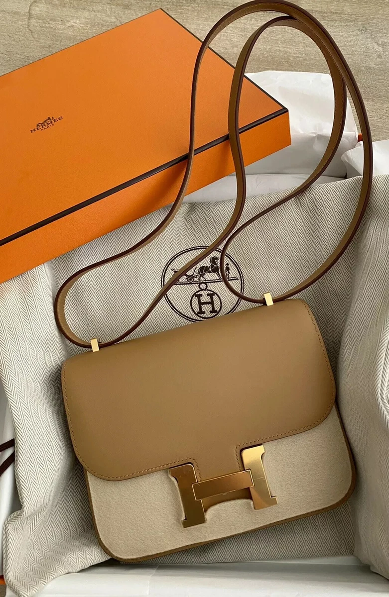 Auth NEW HERMES Biscuit Swift Gold Hardware Mini Constance 18 19 Bag  Handbag