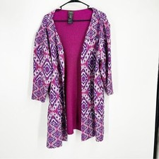 Chico  s Travelers Collection Reversible Crushed Ikat Jacket Cardigan Sz XL
