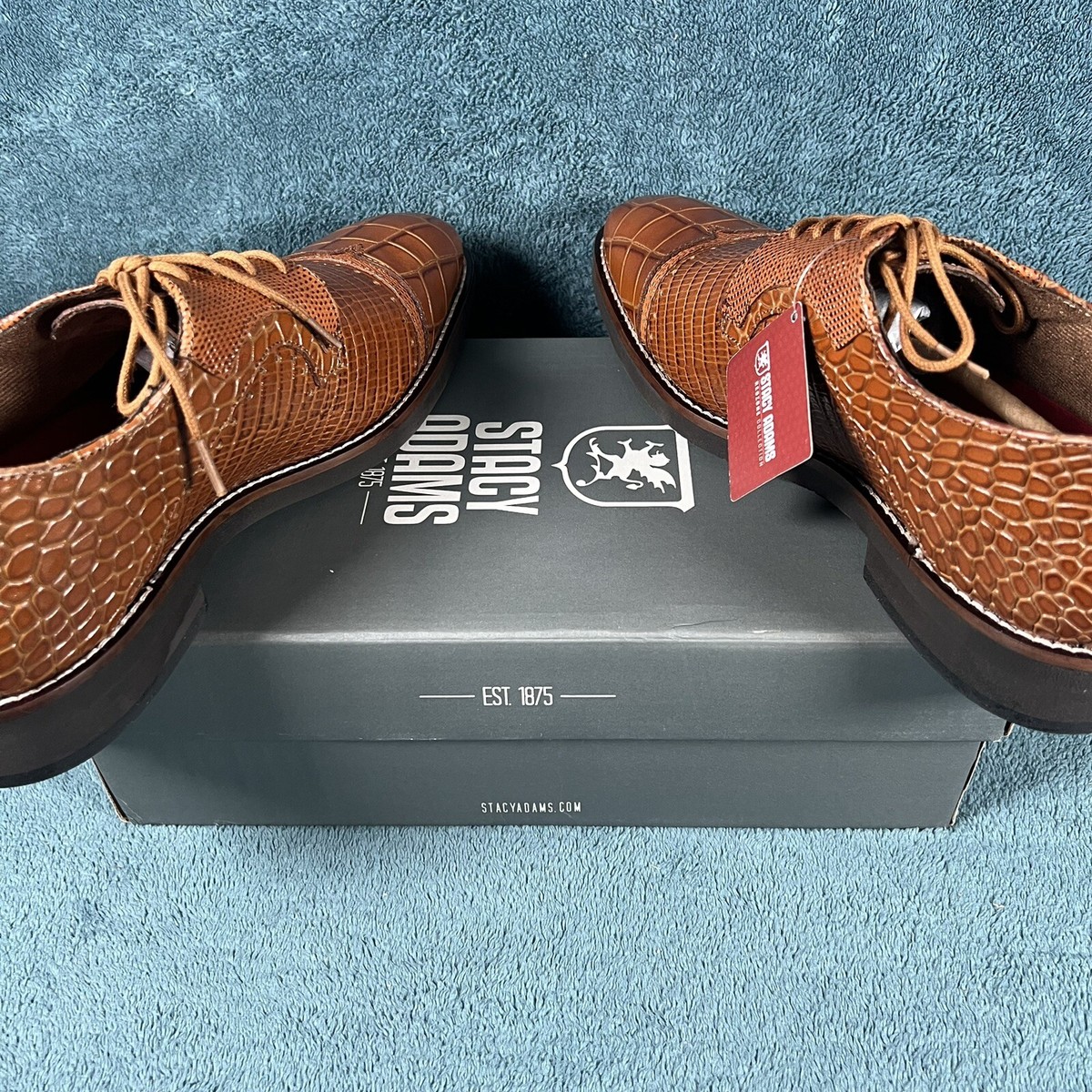 Stacy Adams Esposito Cap Toe Oxford Shoes Animal Print Tan  display picture 1