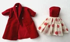 Vintage Barbie Doll Clone Red Velour Polka Dot Dress & Coat 1960s, Cute! Read