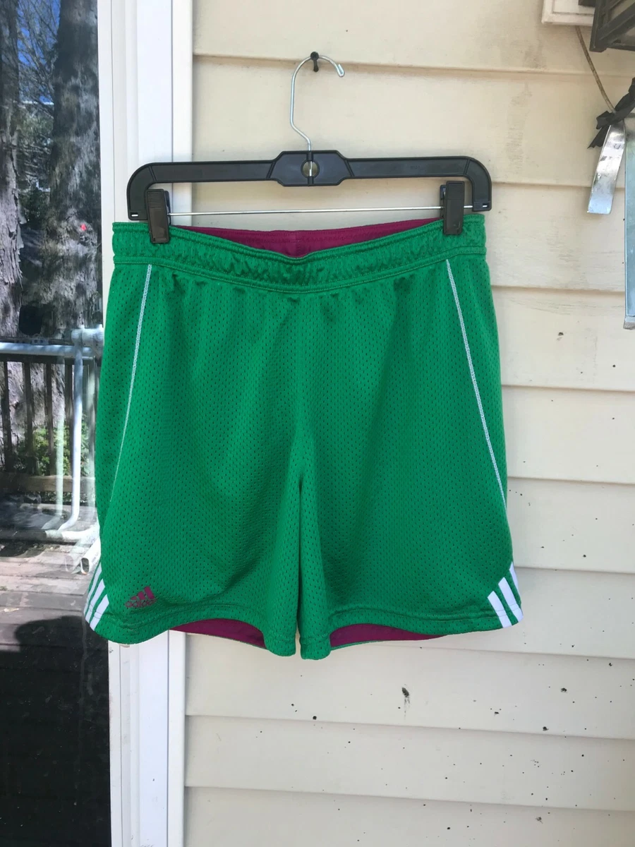 adidas Authentic Women s Green White FUCHSIA Mesh 6 Shorts Sz. M