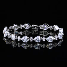Lovely Heart Tennis Bracelet Brilliant White Cubic Zirconia CZ for Women Bridal