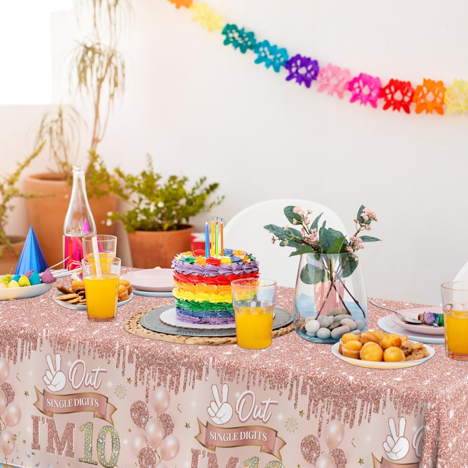 Guzbewu 10th Birthday Decorations for Girl3pcs Rose Gold Double Digits Birthd...