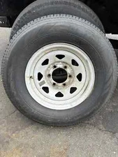 Mounted Radial Trailer Tire On Rim ST225/75R15 Load D 6 Lug White Spoke Wheel