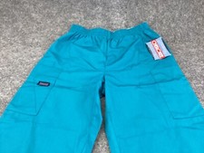 Cherokee Pants Womens Small Aqua Workwear Cargo Natural Rise Tapered Pull-On