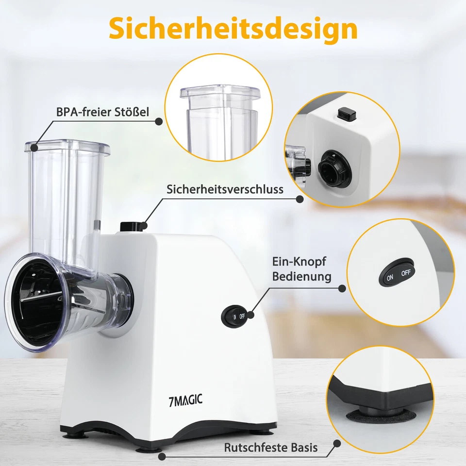 Elektrische Gemüseschneider 250W Zerkleinerer Gemüsereibe Küchenreibe DHL - Bild 4 von 4