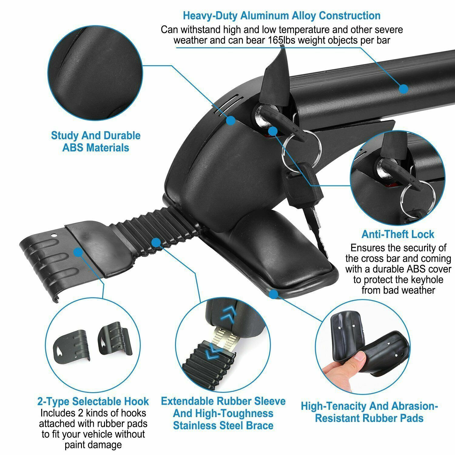 For Honda Fit 2010-2020 41.3" Car Top Roof Rack Cross Bar Cargo Luggage Carrier