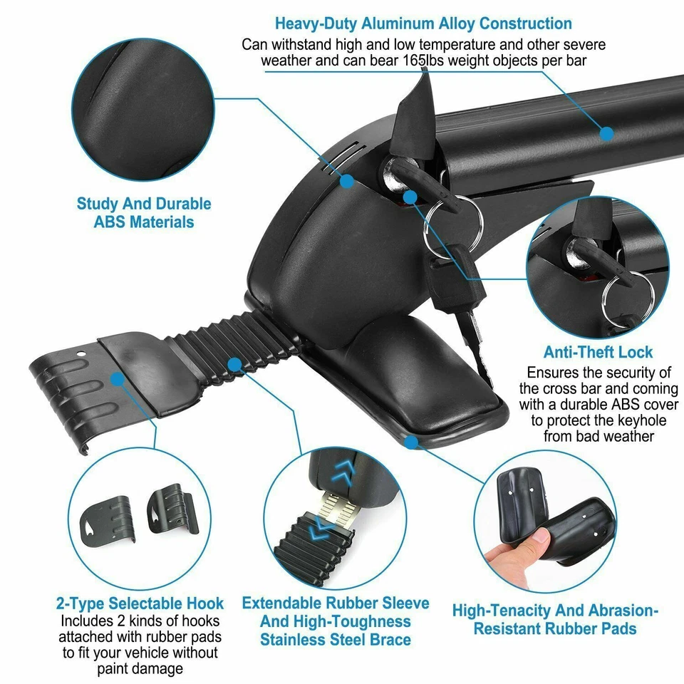 For Honda Fit 2010-2020 41.3" Car Top Roof Rack Cross Bar Cargo Luggage Carrier Foto 4 de 4