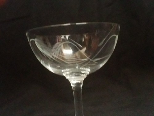 Vintage Champagner/Sherbert Glas mit geätztem Weizen, 4,25"" T x 3,5"" W - Bild 5 von 7