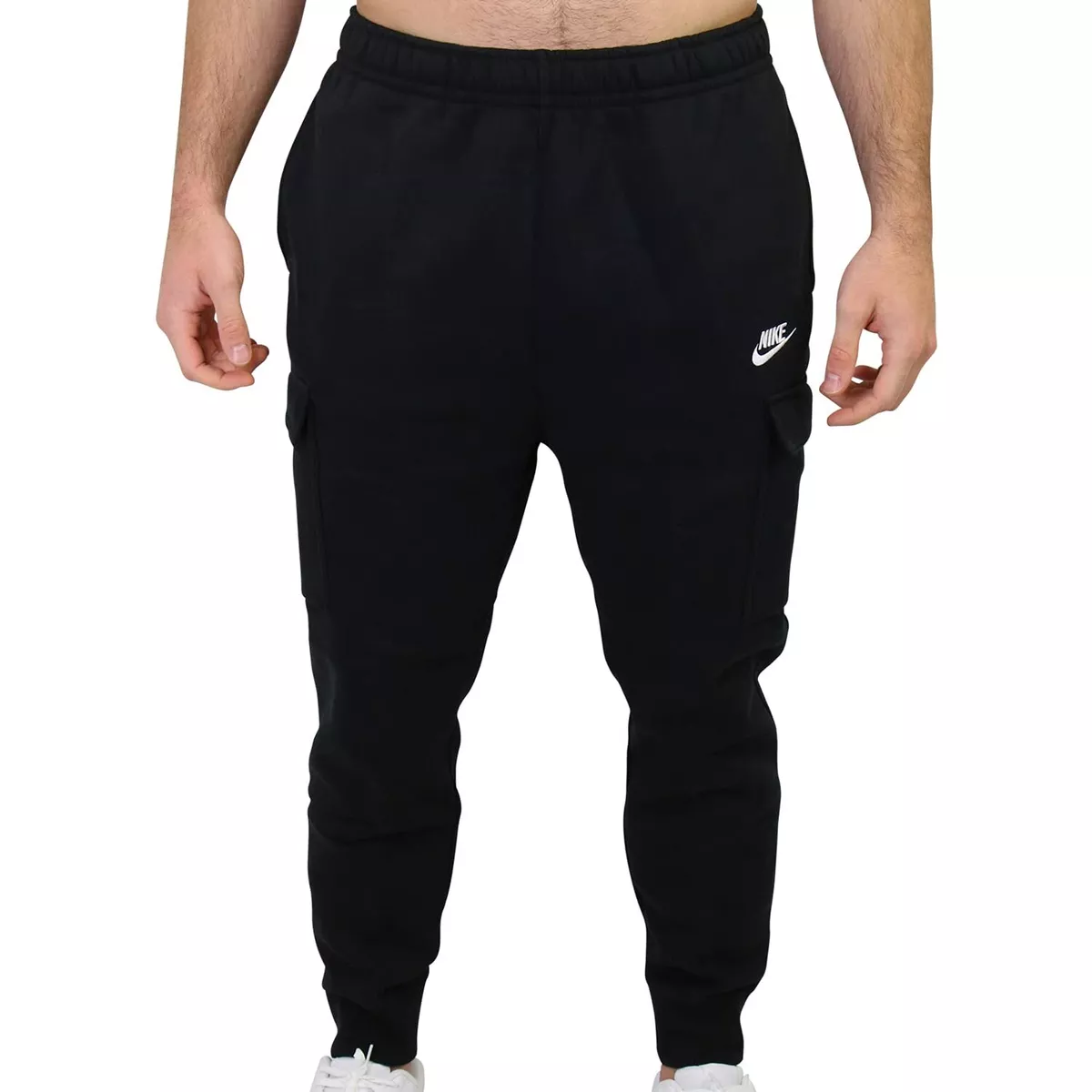 MENS NIKE SPORTSWEAR CLUB FLEECE CARGO PANTS_BLACK/WHITE CD3129