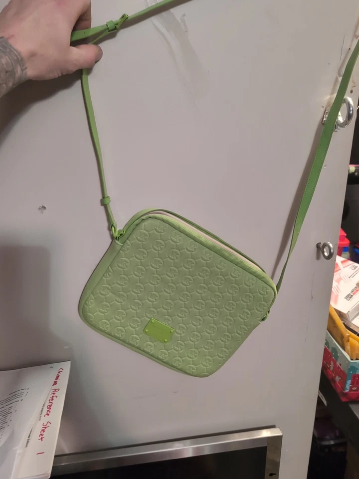 Michael Kors MK Logo Neoprene Apple Green Cross Body Bag  - Image 3 of 4