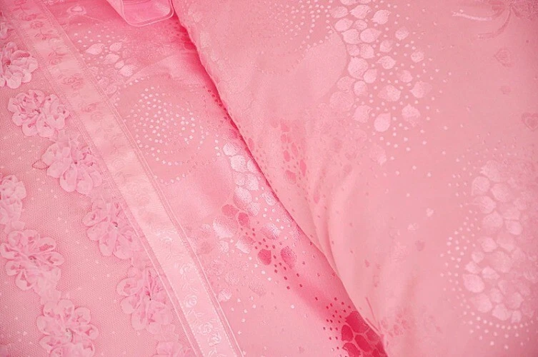 Lace Silk Cotton Jacquard  Bedding Set Gauze skirt Duvet Cover Set Bed skirt - Image 2 of 4