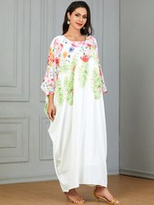 Abaya Muslim Women Kaftan Batwing Sleeve Long Dress Maxi Robe Loose Ramadan Gown