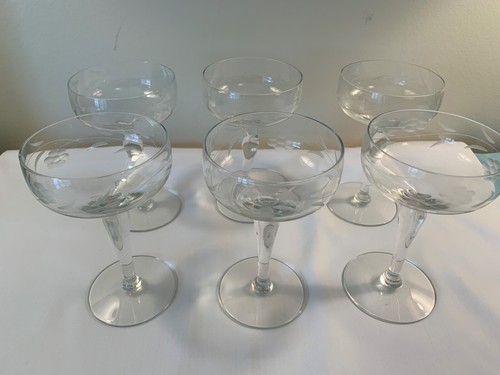 Juego de 6 vasos de champán/sorbete elegantes grabados de colección con flores y hojas - Imagen 2 de 12