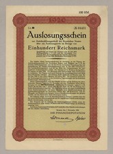 BREMISCHER STAAT – Ablösungs-Anleihe über 100 RM – Bremen – 1. Nov. 1926