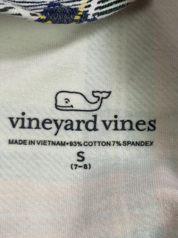 Vestido a Cuadros Tartán Manga Volantes Vineyard Vines Niñas S (7-8) Malvavisco Foto 3 de 4