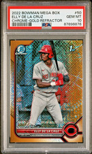 Elly De La Cruz 2022 Bowman Chrome Mega Gold Refractor /50 PSA 10 Rookie RC 1st
