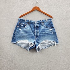 Levis 501 Women Shorts W33 Blue Denim Jeans C...