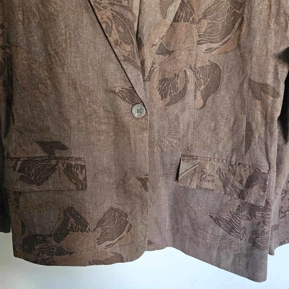 Chaqueta Blazer Coldwater Creek Mujer Talla 14 Floral Mezcla Lino Carrera Nuevo con Etiquetas  Foto 4 de 4