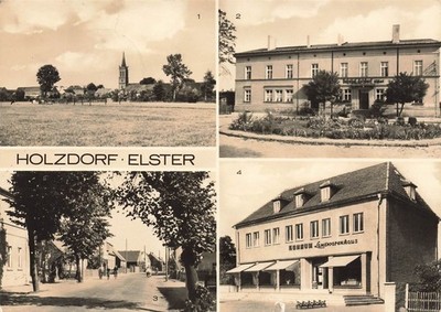 AK DDR Holzdorf Elster Bahnhof Konsum Landwarenhaus Sachsen-Anhalt gelaufen