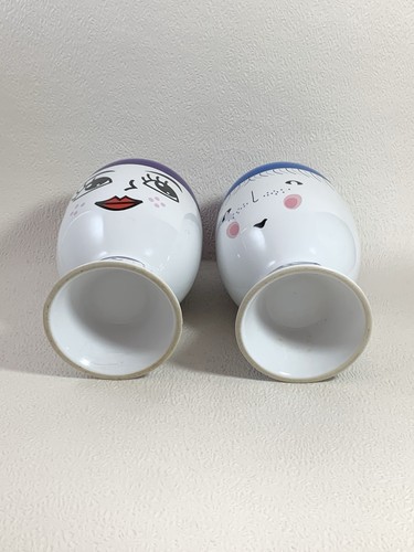 A Pair Of Mid Century Large White Mr & Mrs Egg Cup Shaped Jars/ Containers - Picture 11 of 15