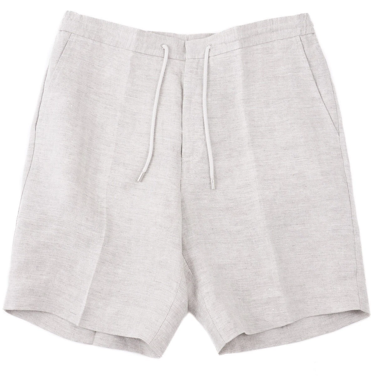 Brett Johnson Light Gray Woven Solbiati Linen Drawstring Shorts XL (37-38) NWT