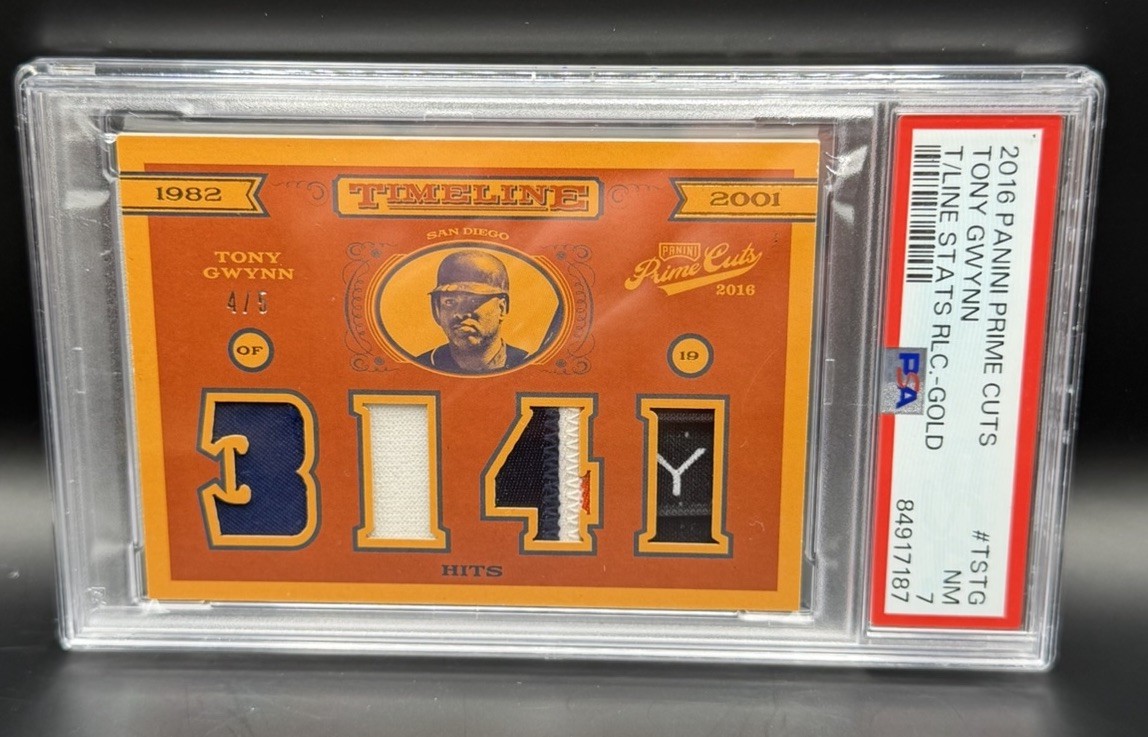 2016 Panini Prime Cuts Tony Gwynn Game Used Worn Patch 4/5 PSA 7 Padres