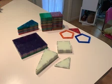 Magna Tiles Lot  56 Magnetic STEM Building Tile Toys Mixed Shapes Colors Blocks