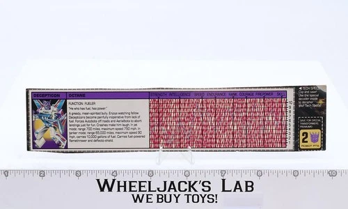 Octane Action Figure Tech Spec 1986 Vintage Hasbro G1 Transformers